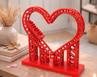 Montaña rusa en forma de corazón STL, decoración de escritorio para San Valentín (descarga digital)