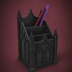 Gothic Cathedral Desk Organizer STL, Dark Academia Decor (Digital Download)