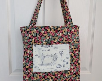 Large sewing-themed Tote Bag