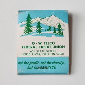 Vintage Bank Matchbook, Telco Federal Credit Union, Hood River Oregon, Hood River Bank, Banking Matches, Oregon Credit Union Matches