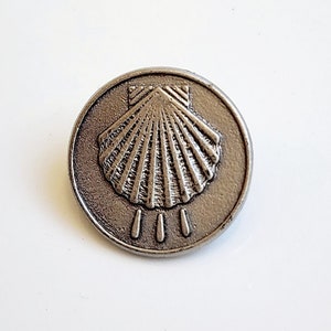 Lutheran Brotherhood Clam Shell Lapel Pin, Pewter Tone Religious Clam Shell, Men of Faith Pin