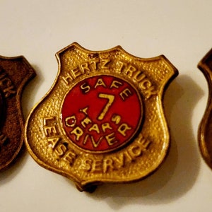 Vintage Hertz Auto Award Pin, Hertz Driver Year, Hertz Truck, 6 Year Award 7,8 Year Safe Driver Award, Safe Driver Lease Service, Set of 3
