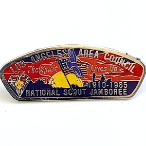Vintage National Scout Jamboree Lapel Pin, Los Angeles Area Council 1985, BSA, Boys Scouts of America, 1980s Scouting West Coast California