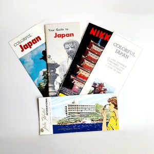 Japan Travel Tourist Brochures, Set of 5 Japanese Travel Guide Pamphlets, Japan Vacation Guide Books, Nikko, Toba Seaside Hotel Brochure, MC