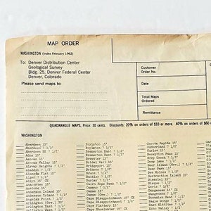 Washington State Geological Maps, Maps Order Form, No Map Included, Washington Cities, WA Parks