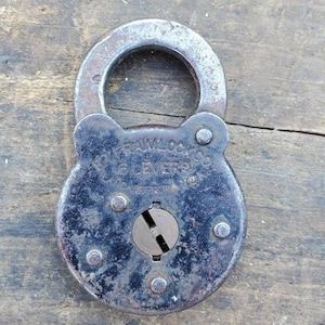 ET Fraim 6 Lever Lock Padlock, 6 Lever Antique Lock, Unique Antique Padlock
