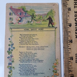 Timbre Washington 2 cents, carte postale ancienne, timbre philatélique de collection, carte postale écriture manuscrite à sa fille, carte postale Home Sweet Home