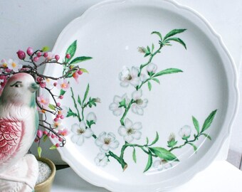 Vintage Syracuse Round Chop Plate Serving Platter, Park Lane Magnolias, White Restaurant Ware, Park Lane, Apple Blossom, Dogwood, Charger