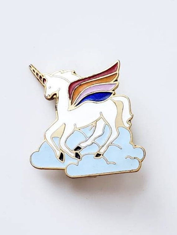 Rainbow Unicorn Brooch, Vintage Unicorn Lapel Pin… - image 1