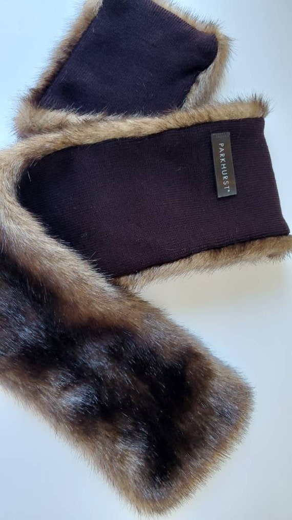 Faux Fur Neck Wrap, Parkhurst, Vtg Brown Faux Fur… - image 9