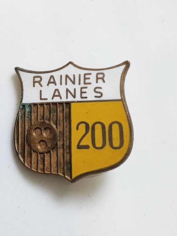 Bowling Lapel Brooch Pins, Rainier Lanes, 200 Lea… - image 3