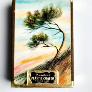 Mazzo di carte da gioco Vintage Duratone, Immagine di albero costiero, Ispirazione della natura, Carte da gioco retrò