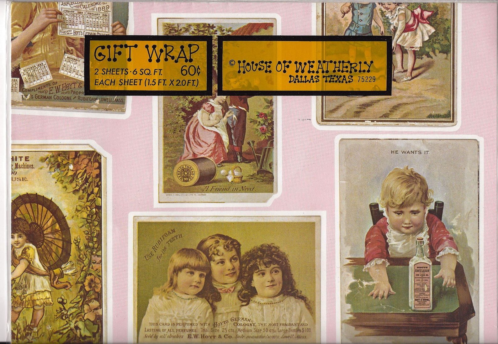 Vintage Gift Wrap Paper NOS Victorian Look House of Etsy