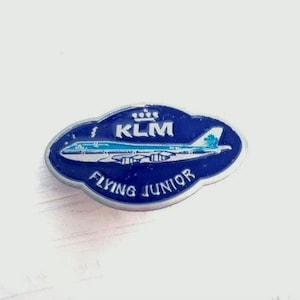 KLM Flying Junior Wing Badge Brooch, 1970s Airline Wings, Kids Tourist Souvenir