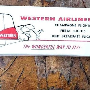 Vintage Western Airlines, Collectible Matchbook Sleeve of 6, SIX Match Books, Western Airlines, Passenger Matches, Give A-Way, Freebie,