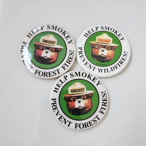 Help Smokey Prevent Forest Fires, Smokey the Bear Large Buttons
