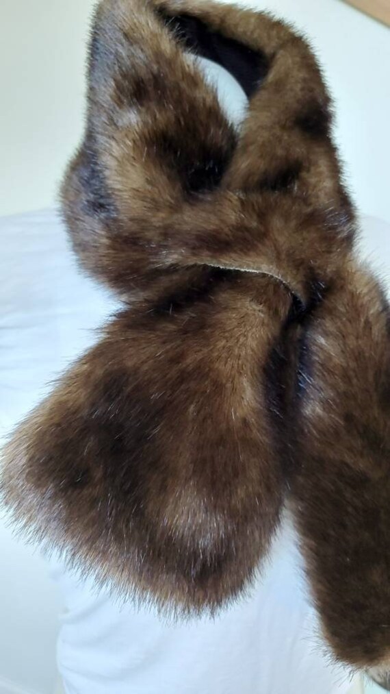 Faux Fur Neck Wrap, Parkhurst, Vtg Brown Faux Fur… - image 5