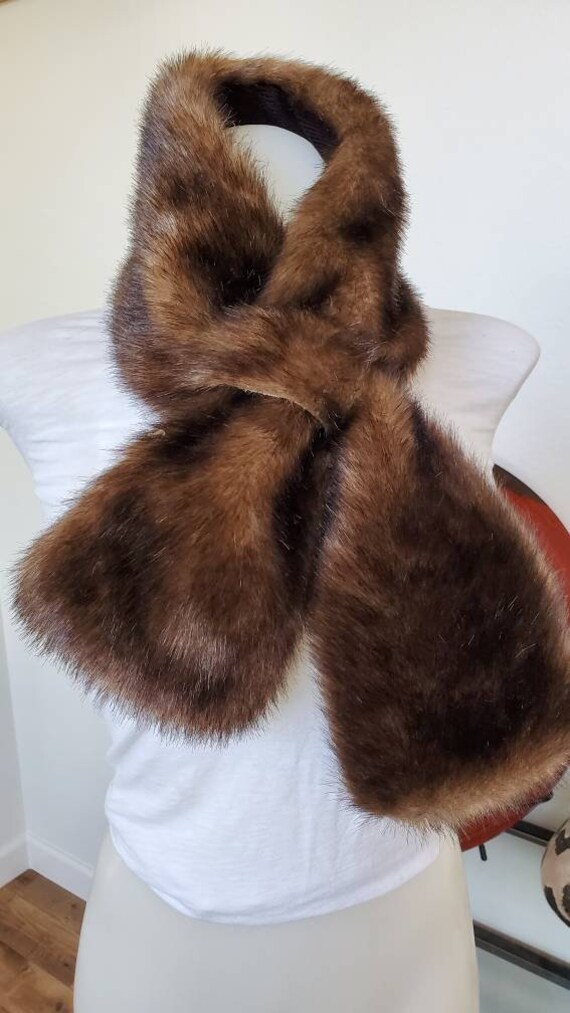 Faux Fur Neck Wrap, Parkhurst, Vtg Brown Faux Fur… - image 7