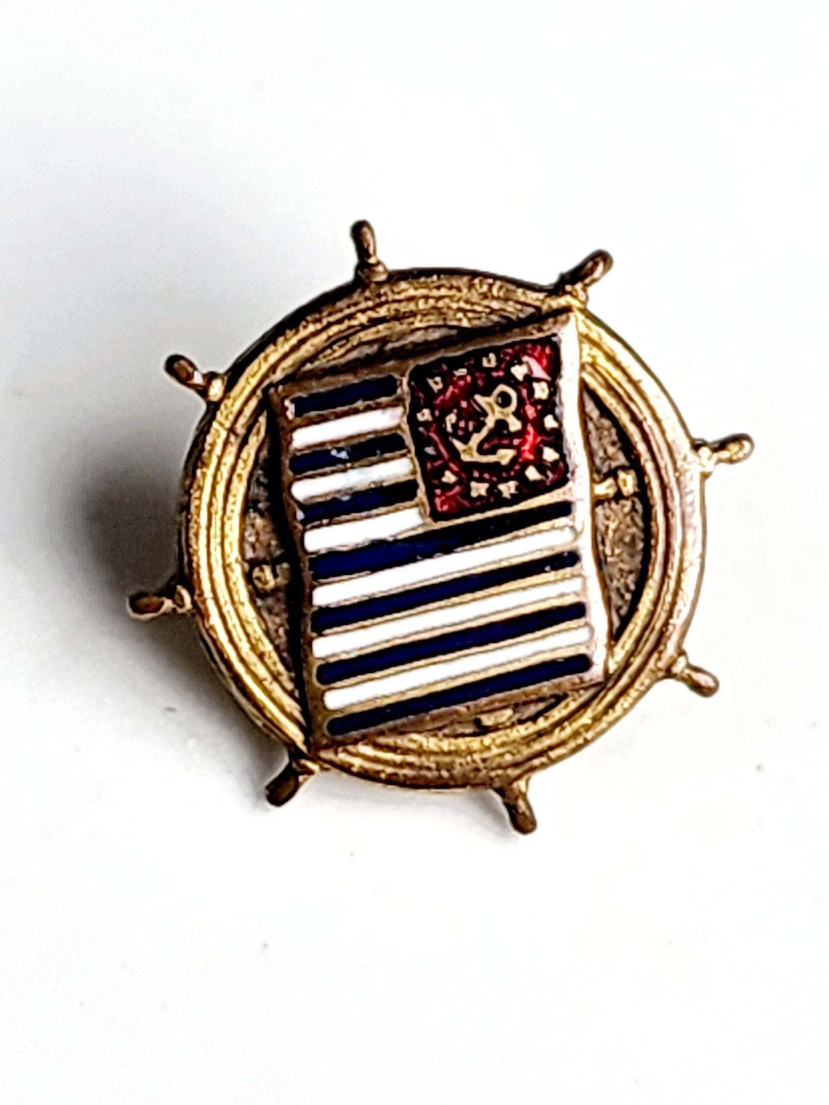 Vintage Nautical Ship Wheel Pin: US Coast Guard Enamel Lapel Pin - Etsy