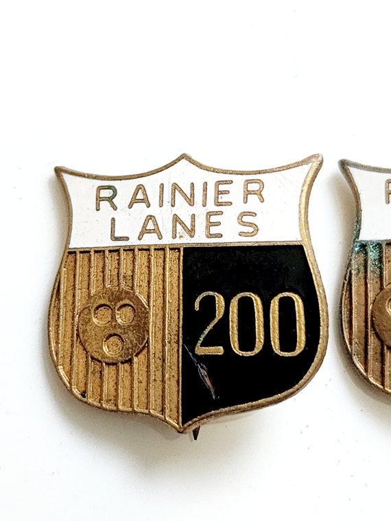 Bowling Lapel Brooch Pins, Rainier Lanes, 200 Lea… - image 2