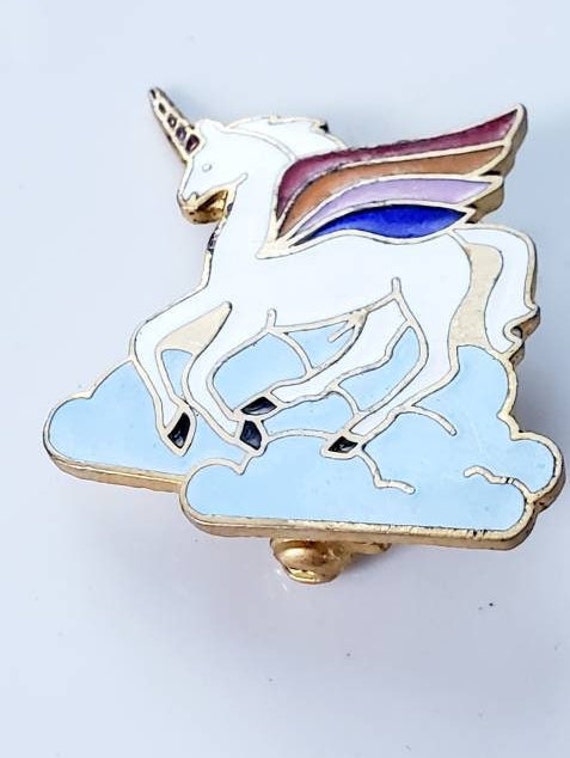 Rainbow Unicorn Brooch, Vintage Unicorn Lapel Pin… - image 3