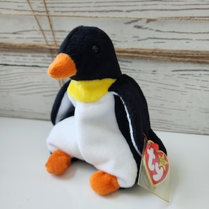 Vintage TY Beanie Babies, Waddle a Penguin, Original Tag, 1995, 90s Baby, Childhood Collectible, 1990s Fad, Plushie Toys, Love Penguins,