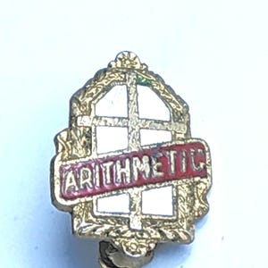 Vintage Arithmetic Cross Lapel Pin: Religious School Brooch