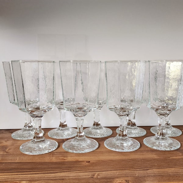 Libbey Octagon Panel Glassware - Single Glass, Clear Ice Texture, Panel Pedestal Wine Glass, You Choose Quantity, Replacement Wine Glass