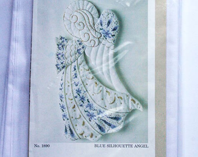 Herrschners Needlework Kit Blue Silhouette Angel NOS 1890 Etsy