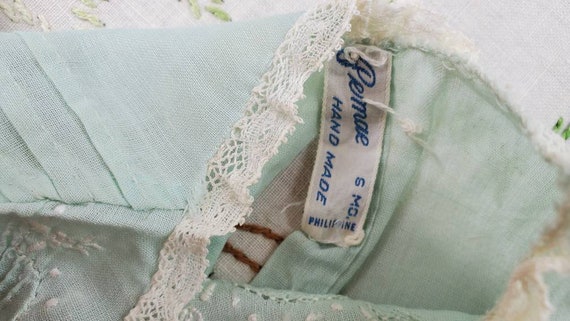 Vintage Pemae Dress, Mint Green Girls Slip, 1950'… - image 8