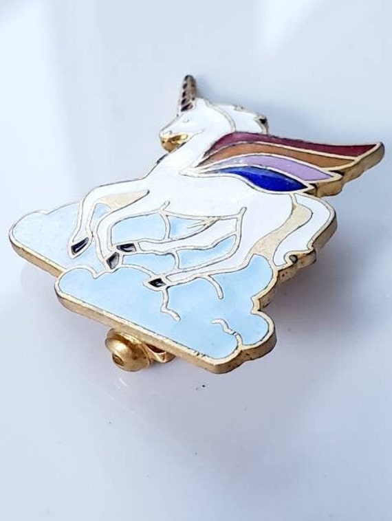 Rainbow Unicorn Brooch, Vintage Unicorn Lapel Pin… - image 2