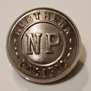 Vintage Northern Pacific Railroad Lapel Pin, Altered Railroad Button, NP Railroad, NP Button Cover, US Railway, Railroad Lover Gift, Grandpa