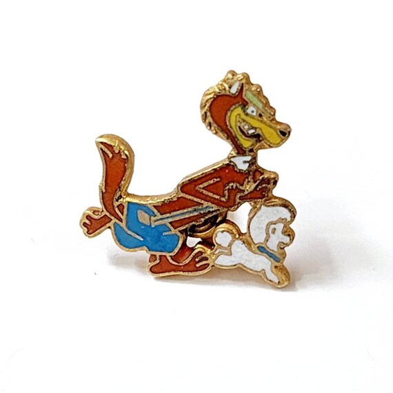 Vintage Mildew Wolf Enamel Pin: Hanna Barbara Cartoon Lapel Pin