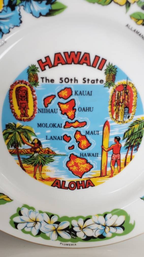 Vintage Hawaiian Display Plate Statehood Plate Wall Decor Etsy