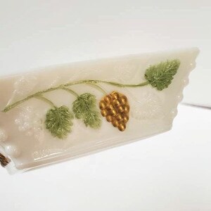 Westmoreland White Milk Glass Ashtray, Cute Catch All Dish, Grape Theme, Gold Grapes, Square Ashtray, Embossed Grapes, Coquette Core