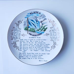 Vintage Alaska State Flagge Wandteller, Souvenir Teller, Bundesstaat Alaska Tourist Sammlerstück,
