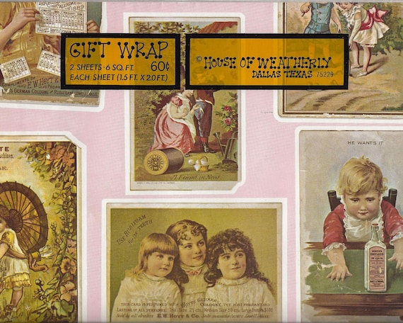 NOS Vintage Victorian Children Gift Wrap Paper, House of Weatherly