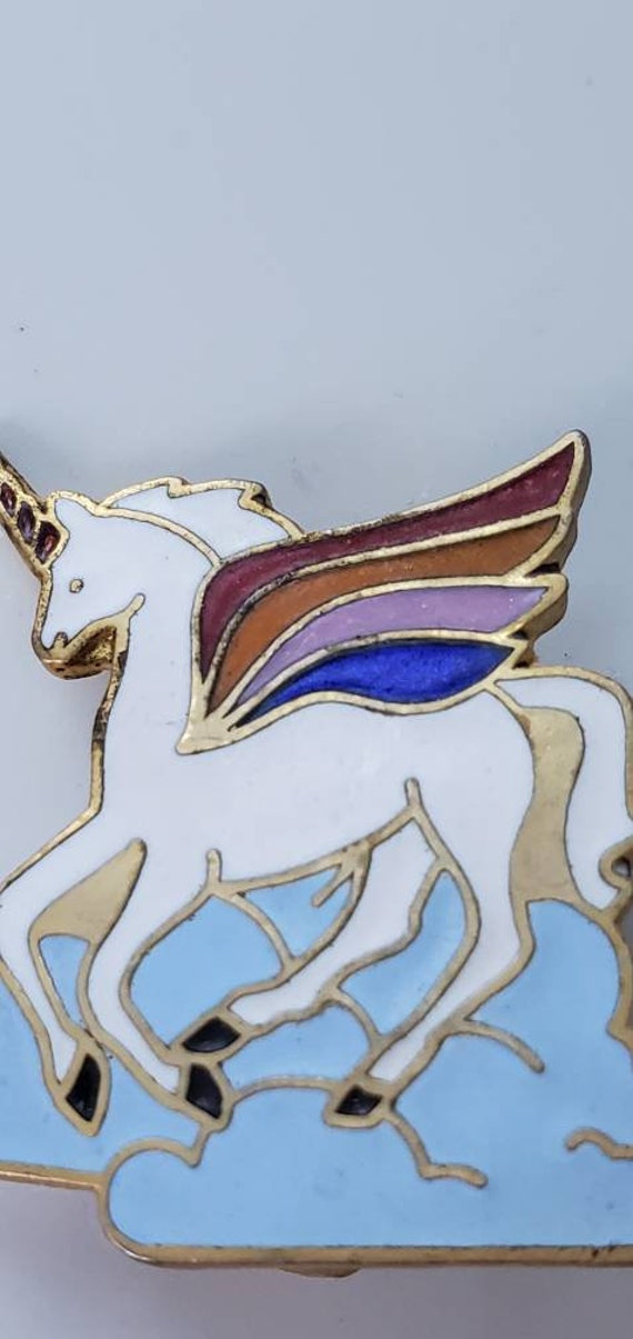 Rainbow Unicorn Brooch, Vintage Unicorn Lapel Pin… - image 7