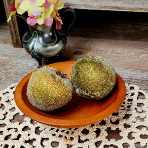 Vintage Faux Dewy Beaded Sugar Fruit, Pair Green Apples, Wreath DIY, Autumn Decor
