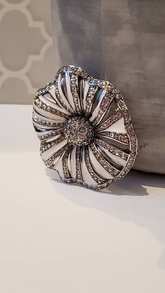 Vintage Joan Rivers Silver Flower Brooch, Joan Riv