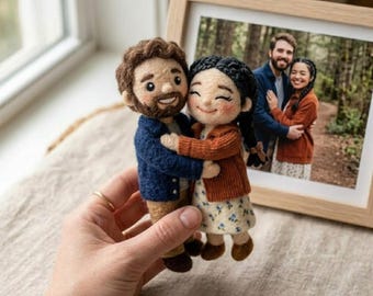 Custom Needle Felted Couple Dolls from Photo • Personalized Wool Felt Portrait Dolls • Handmade Anniversary • Anniversary Gift Him Her