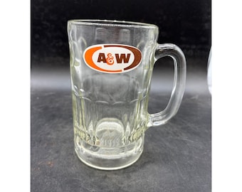 Vintage A&W Root Beer Glass Mug Dimpled Heavy Soda Collectible 5.75 Inch