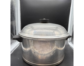 Vintage Club Aluminum Stock Pot with Dome Lid Silver Cast Aluminum Cookware