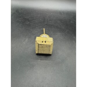 Vintage Brutalist Gold Tone Square Cabinet Knob Textured Metal Drawer Pull