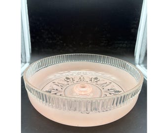 Vintage Pink Frosted Glass Ceiling Light Shade Floral Embossed 10.25 Inch