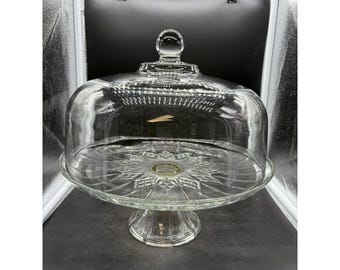 Anchor Hocking Presence 4-in-1 Clear Glass Cake Stand with Dome Lid 11.5 Inch