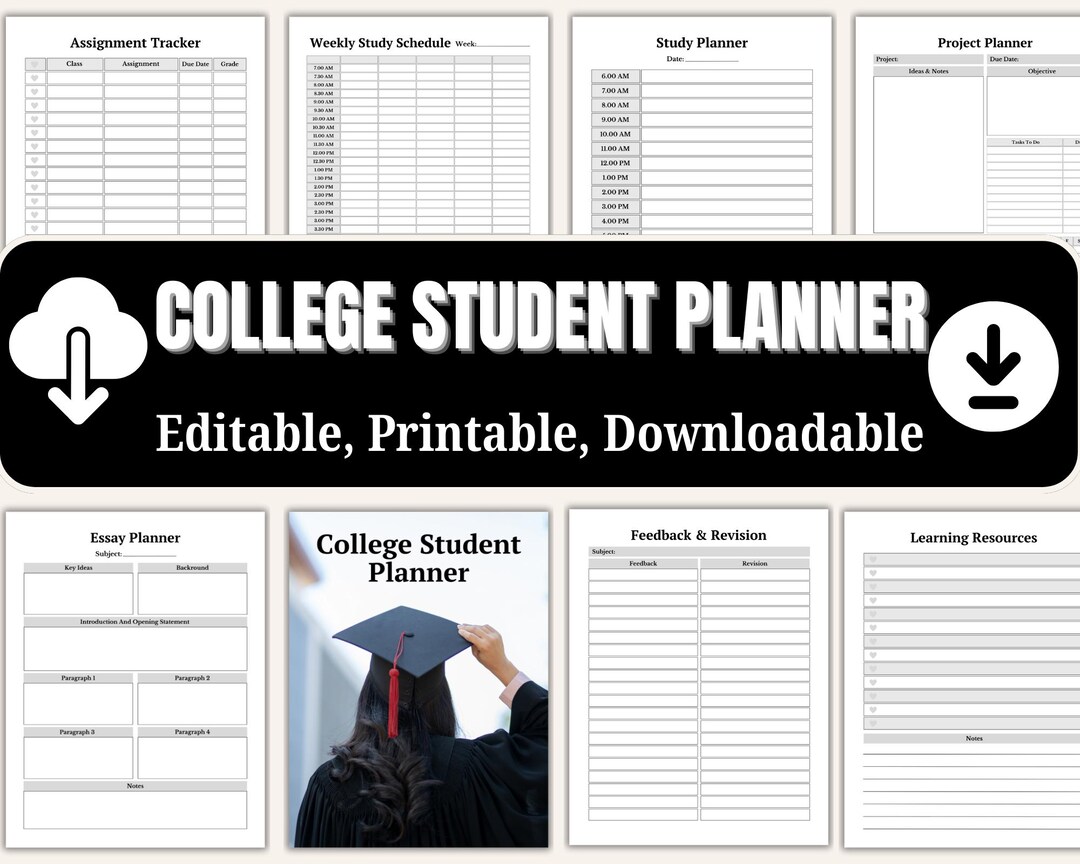 College Planner Printable | Academic Study Organizer (digital PDF ...