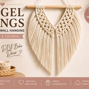 Makramee-Wandbehang mit Engelsflügeln (PDF-Anleitung) | DIY-Anleitung für Boho-Deko | Makramee-Anleitung für Anfänger | Sofortiger Download