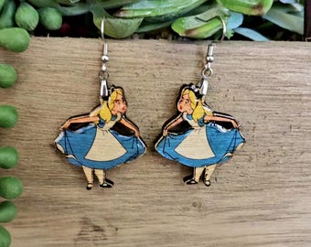 Alice Earrings | Wonderland Inspired Dangle Earrings | Fantasy Tea Party Jewelry | Storybook Character Earrings