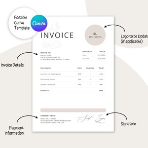 Bakery Invoice Template | Custom Cake Billing Form | Home Baker ...